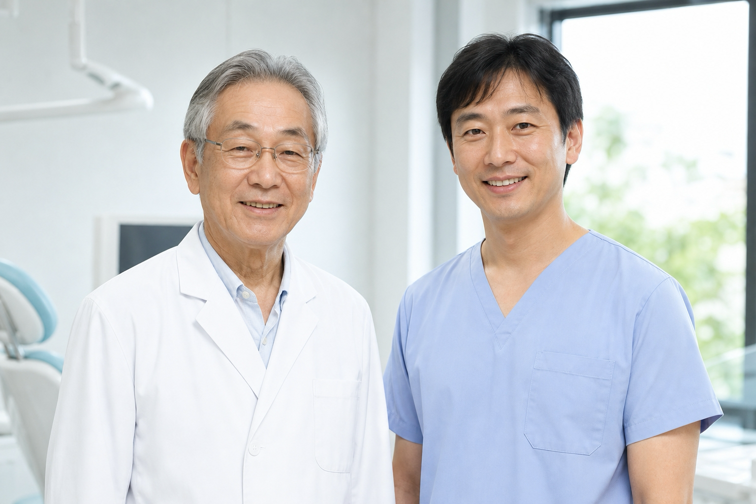院長と副院長が並ぶ診療室の様子