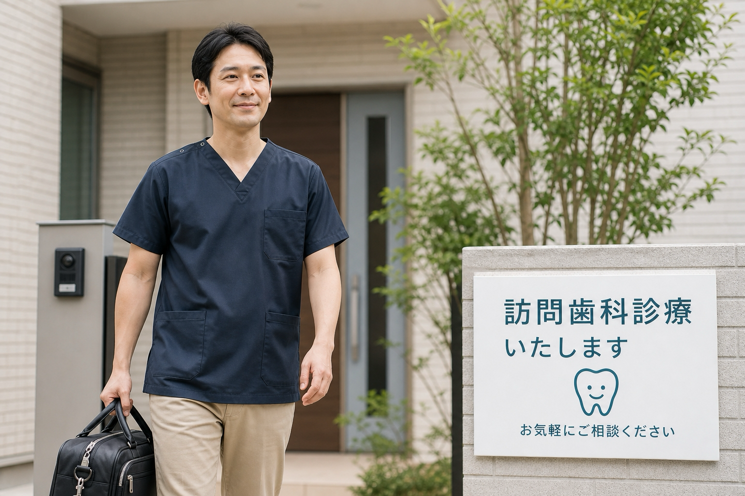 訪問歯科診療へ向かう歯科医師